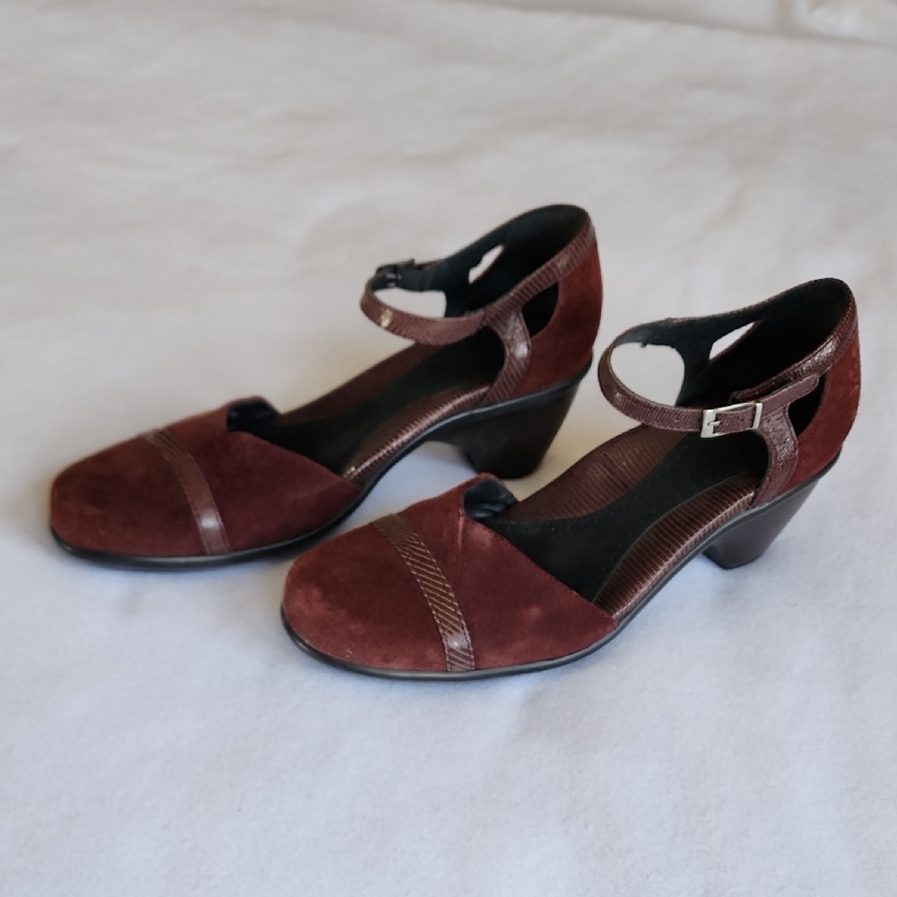 Dansko Brown Suede Ankle-Strap Heels